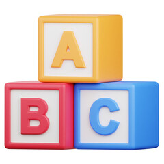 3D Render Alphabet Blocks Icon, illustration isolated on white background, suitable for website, mobile app, print, presentation, infographic, and other projects.