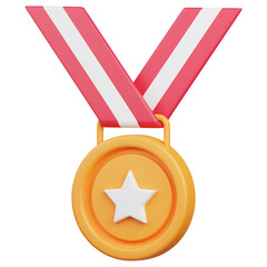 3D Render Medal Icon, illustration isolated on white background, suitable for website, mobile app, print, presentation, infographic, and other projects.