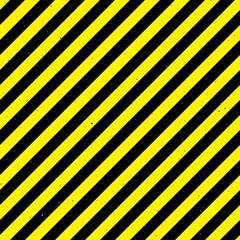 Textured caution tape seamless pattern. Yellow and black diagonal stripes repeated background. Danger warning wallpaper. Vector