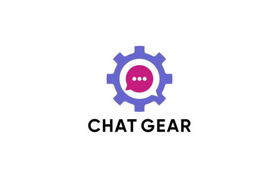 chat gear negative space logo design