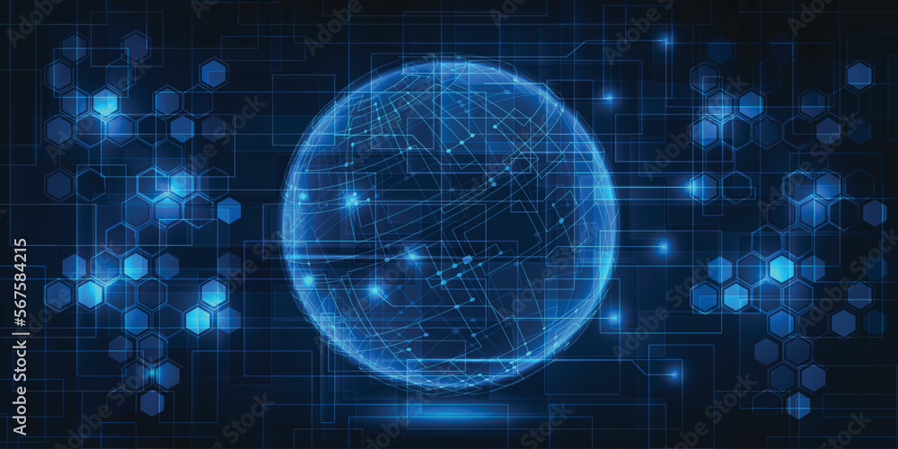 Poster vector illustrations of digital communication system wire connecting network around the world.dark b