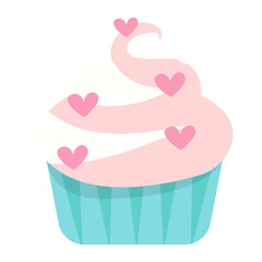 cute cupcakes with cream icing hearts