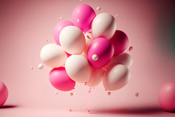 A Burst of Pink Balloons on a Playful Birthday Background