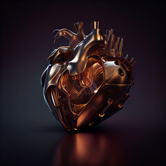 Golden Robotic Futuristic Heart 