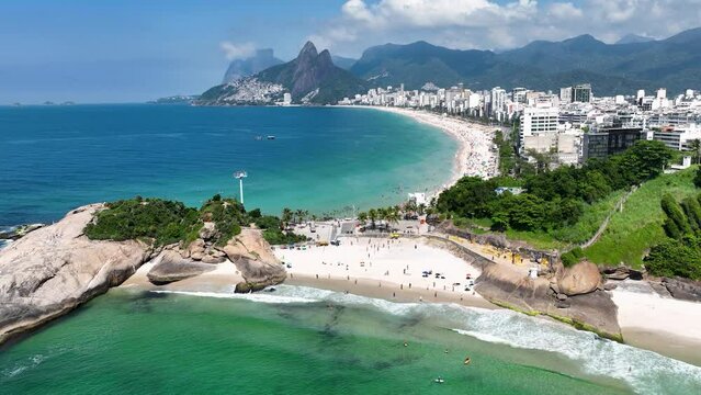 Arpoador Beach At Downtown Rio De Janeiro In Rio De Janeiro Brazil. Travel Destination. Tourism Scene. Downtown Rio De Janeiro At Rio De Janeiro Brazil. Summer Travel. Tropical Scene.
