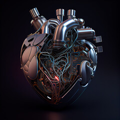 metal Futuristic mechanical Heart  Engine