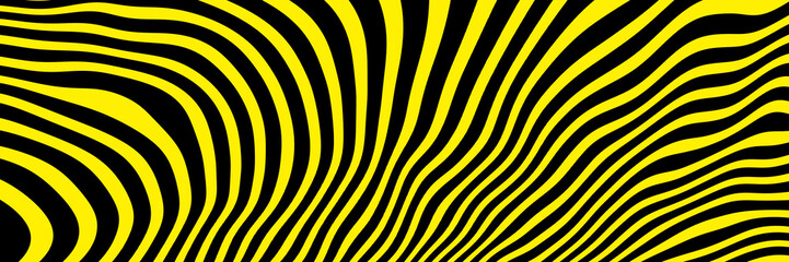 Abstract black and yellow wavy stripped background.