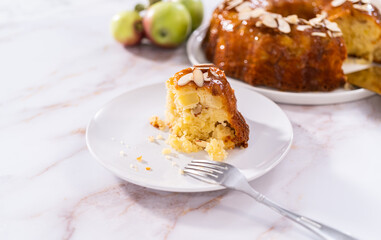 Apple bundt cake with caramel glaze