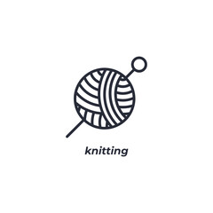 Vector sign knitting symbol is isolated on a white background. icon color editable.