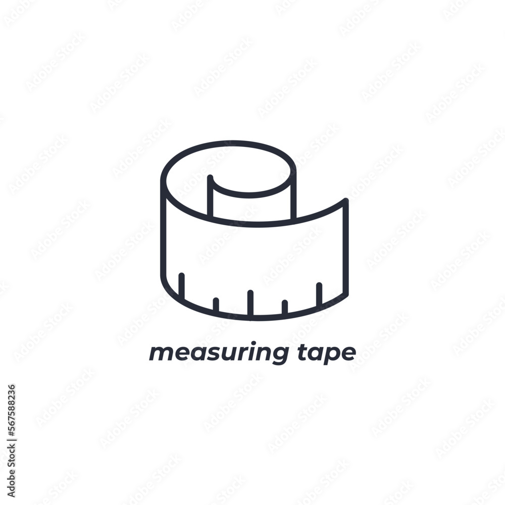Poster vector sign measuring tape symbol is isolated on a white background. icon color editable.