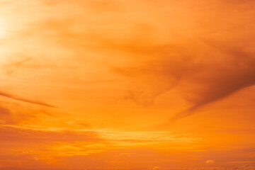 Gorgeous panorama scenic of the beautiful colorful dramatic sky with clouds at sunset or sunrise.