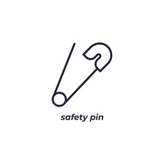 Vector sign safety pin symbol is isolated on a white background. icon color editable.