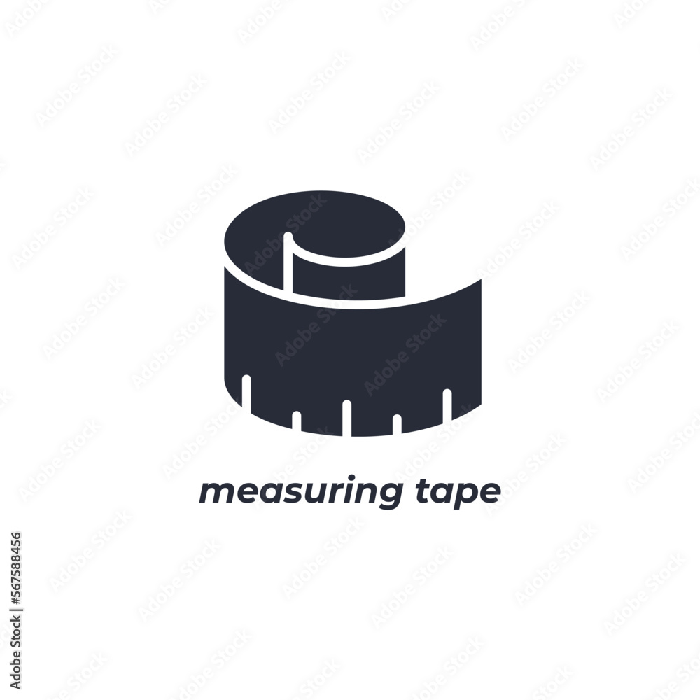 Poster vector sign measuring tape symbol is isolated on a white background. icon color editable.