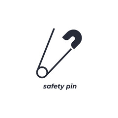 Vector sign safety pin symbol is isolated on a white background. icon color editable.