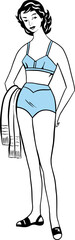 Vector fashion image young woman in swimsuit