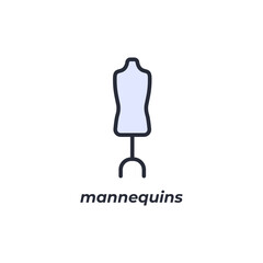 Vector sign mannequins symbol is isolated on a white background. icon color editable.