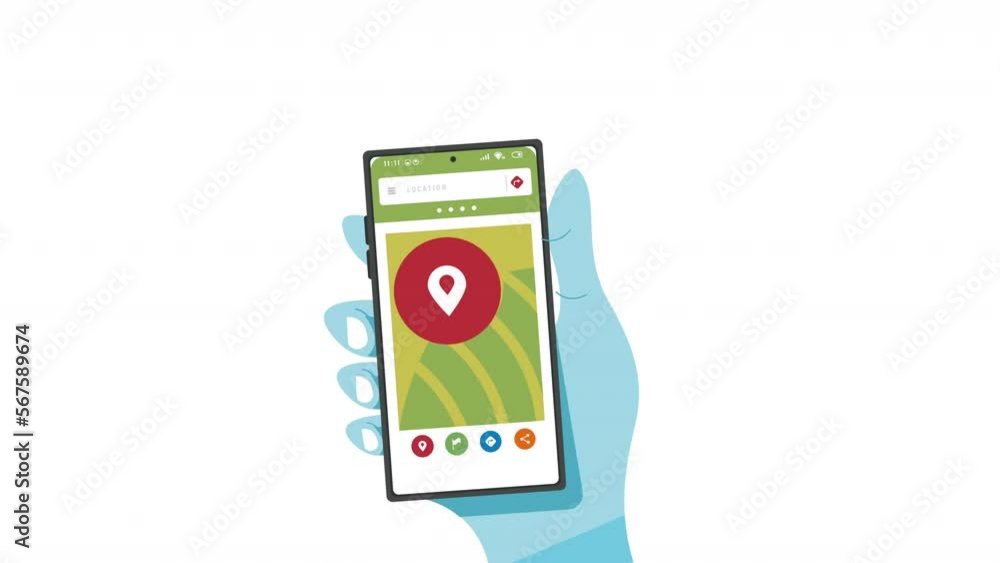 Poster smartphone with gps service app animation