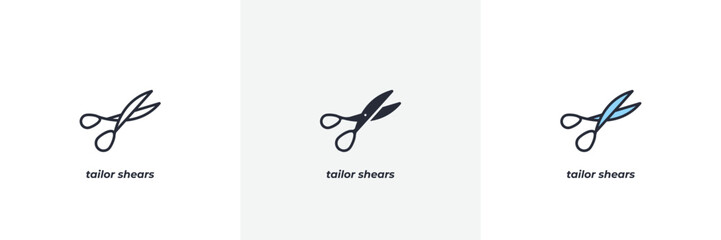 Fototapeta premium tailor shears icon. Line, solid and filled outline colorful version, outline and filled vector sign. Idea Symbol, logo illustration. Vector graphics