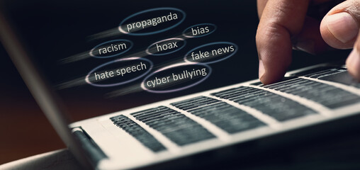 Fake news sharing. Cyber bullying and hate speech. Online propaganda media on the Internet. Misuse of computers and communication devices. Slander on social media. Spreading bias and racism.