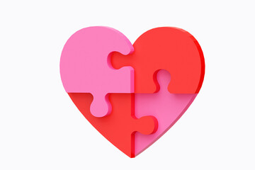 3d Love Puzzle Jigsaw , Valentine 3d Illustration