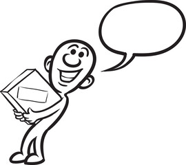 PNG image with transparent background of doodle small person carrying box