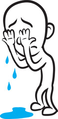 PNG image with transparent background of doodle small person crying