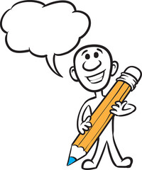 PNG image with transparent background of doodle small person drawing with pencil