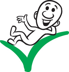 PNG image with transparent background of doodle small person lying on positive mark