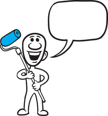 PNG image with transparent background of doodle small person painter