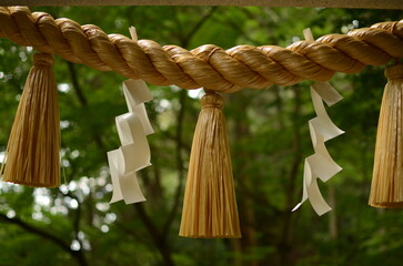 Closeup of a Shimenawa, sacred rope. しめ縄。しめなわ。注連縄。