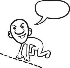 PNG image with transparent background of doodle small person ready to start