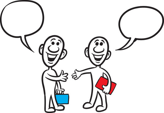 PNG image with transparent background of doodle small person meeting with another person
