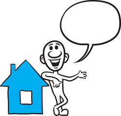 Obraz premium PNG image with transparent background of doodle small person standing by the house