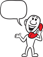 PNG image with transparent background of doodle small person talking on the phone