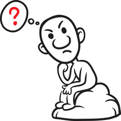 PNG image with transparent background of doodle small person thinker