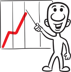 PNG image with transparent background of doodle small person with pointer and chart