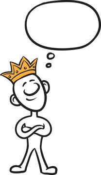 PNG image with transparent background of doodle small person standing as a king