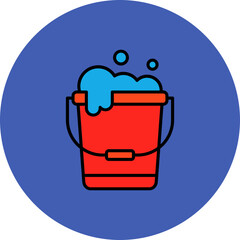 Bucket Multicolor Circle Filled Line Icon