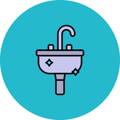 Sink Multicolor Circle Filled Line Icon