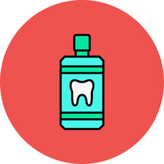 Mouthwash Multicolor Circle Filled Line Icon