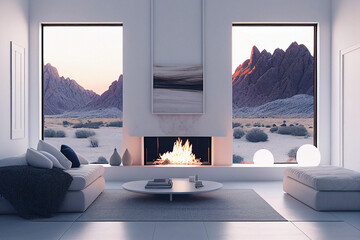 Luxury Minimalist Living Room - Generative Ai