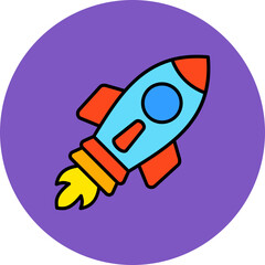 Rocket Multicolor Circle Filled Line Icon