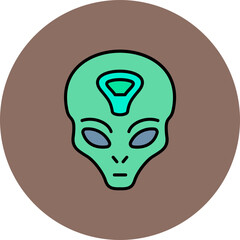 Alien Multicolor Circle Filled Line Icon
