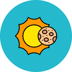 Solar Eclipse Multicolor Circle Filled Line Icon