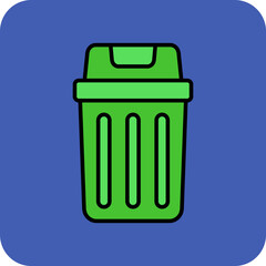 Trash Bin Multicolor Round Corner Filled Line Icon