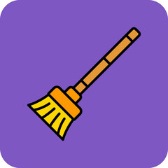 Broom Multicolor Round Corner Filled Line Icon