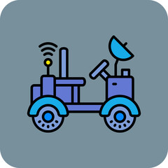 Moon Rover Multicolor Round Corner Filled Line Icon