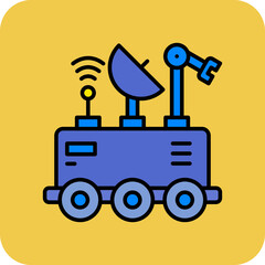 Mars Rover Multicolor Round Corner Filled Line Icon