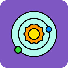 Orbit Multicolor Round Corner Filled Line Icon