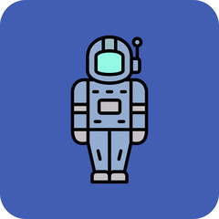 Space Suit Multicolor Round Corner Filled Line Icon